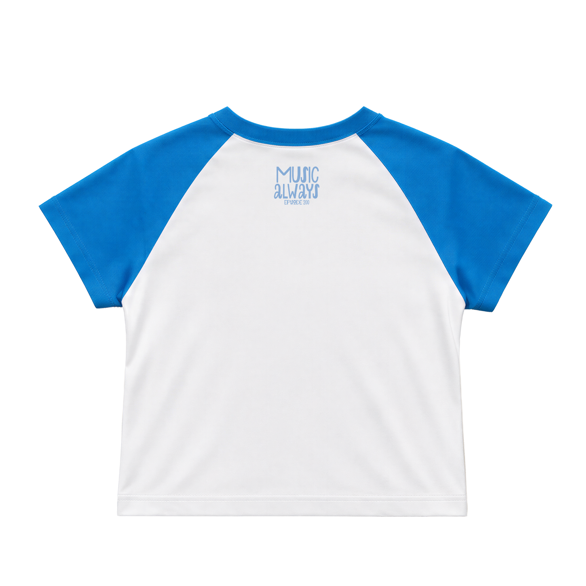 White & Blue “Music Always” Crop Top - Image 2